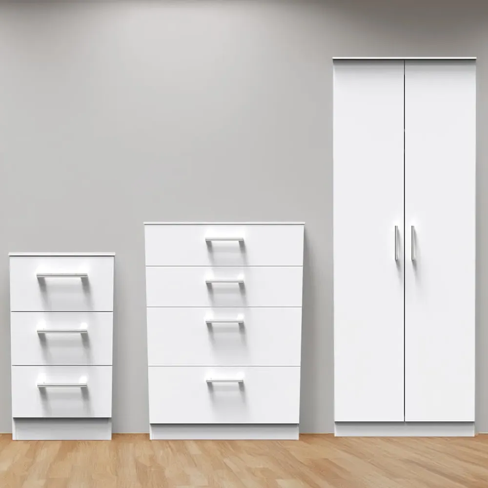 Devon 3 Piece Bedroom Furniture Set - White