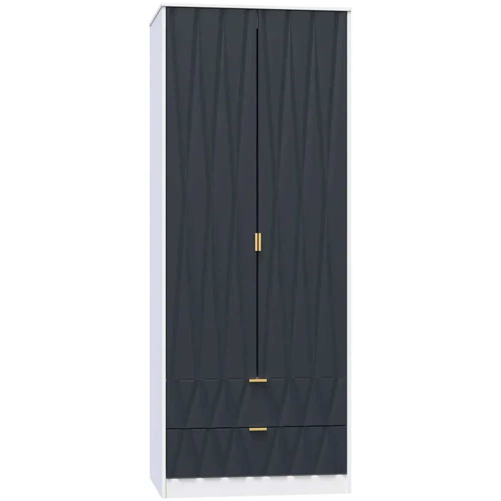 Diamond 2 Door 2 Drawer Tall Double Wardrobe - Matt Indigo