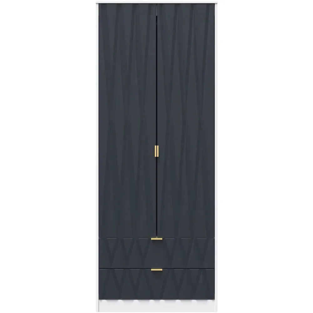 Diamond 2 Door 2 Drawer Tall Double Wardrobe - Matt Indigo