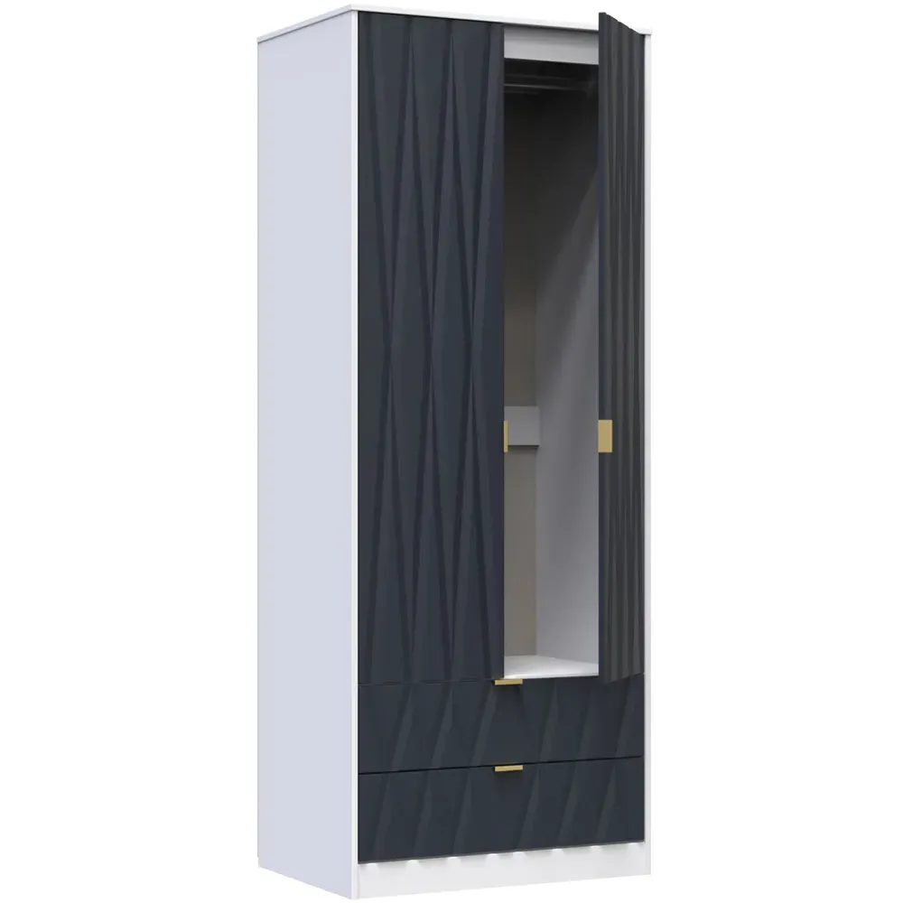 Diamond 2 Door 2 Drawer Tall Double Wardrobe - Matt Indigo
