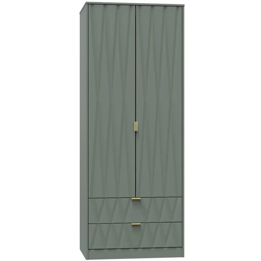 Diamond 2 Door 2 Drawer Tall Double Wardrobe - Reed Green