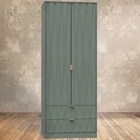 Diamond 2 Door 2 Drawer Tall Double Wardrobe - Reed Green