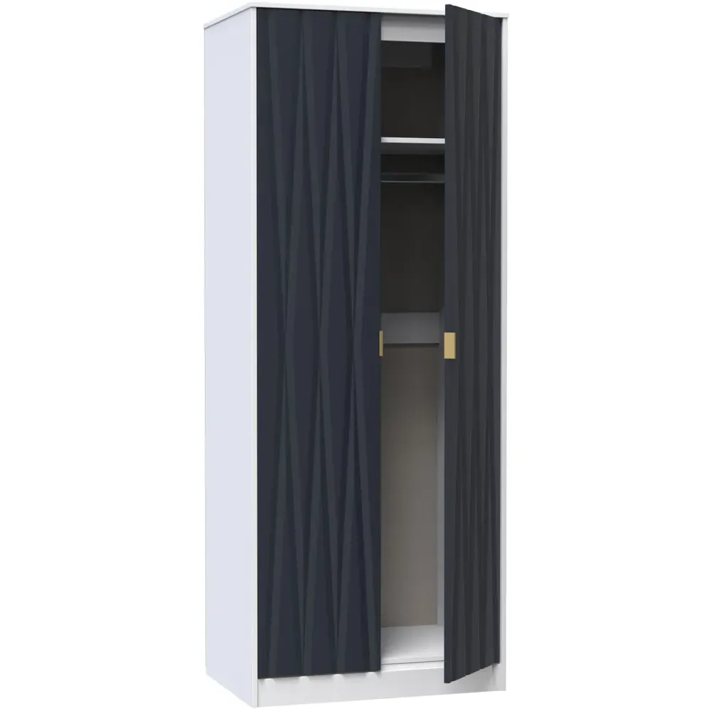 Diamond 2 Door Tall Double Wardrobe - Indigo