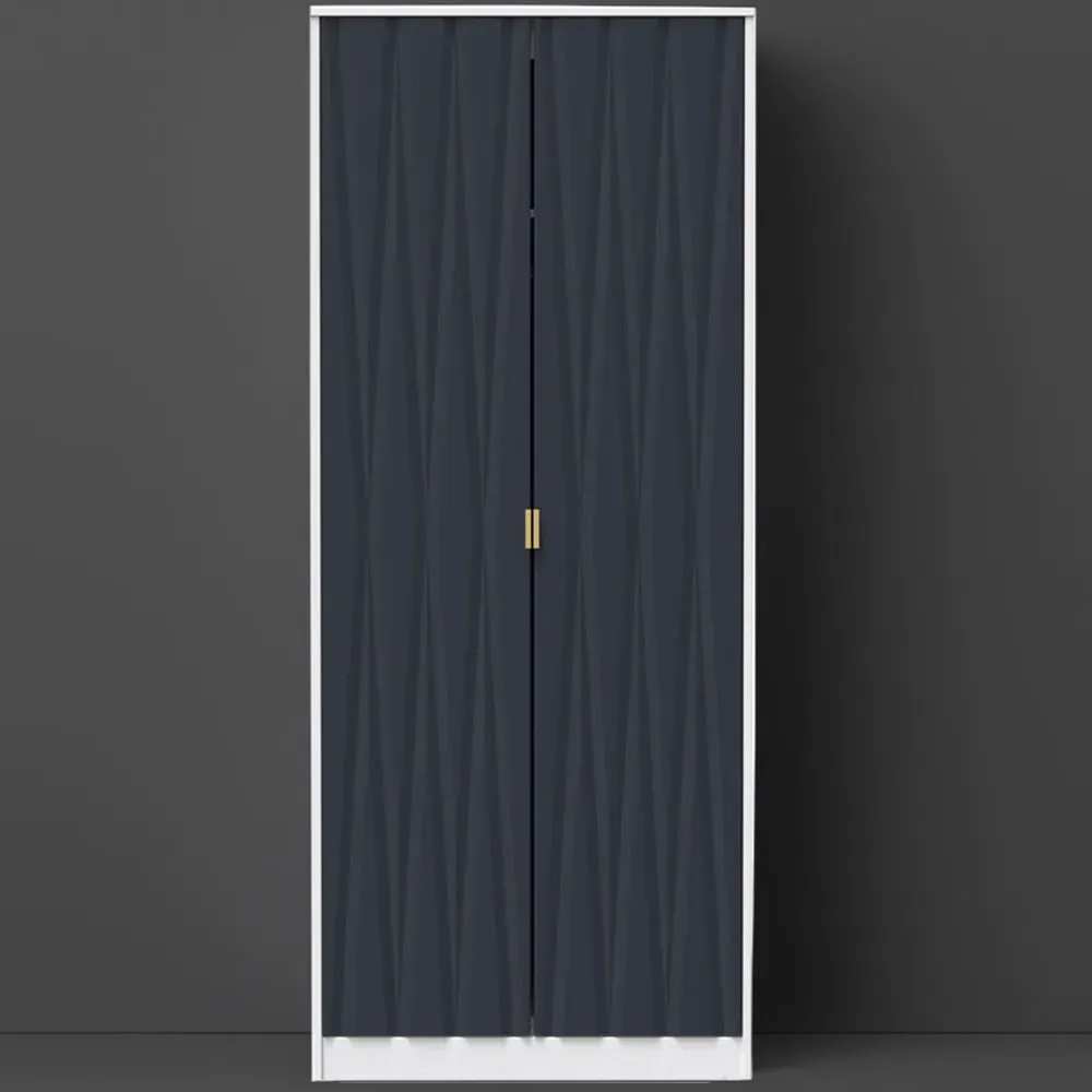Diamond 2 Door Tall Double Wardrobe - Indigo image