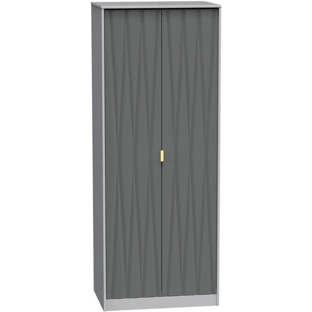 Diamond 2 Door Tall Double Wardrobe - Matt Shadow Grey