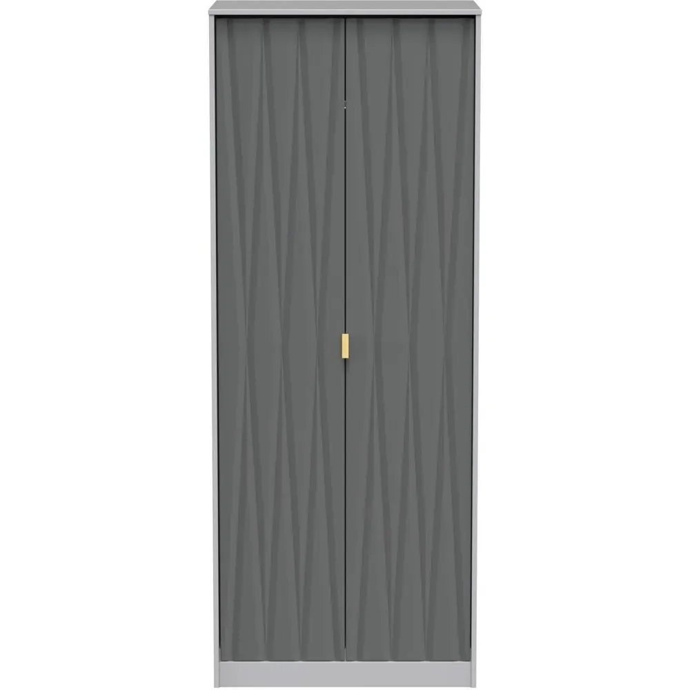 Diamond 2 Door Tall Double Wardrobe - Matt Shadow Grey