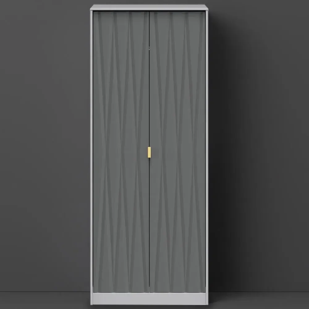 Diamond 2 Door Tall Double Wardrobe - Matt Shadow Grey