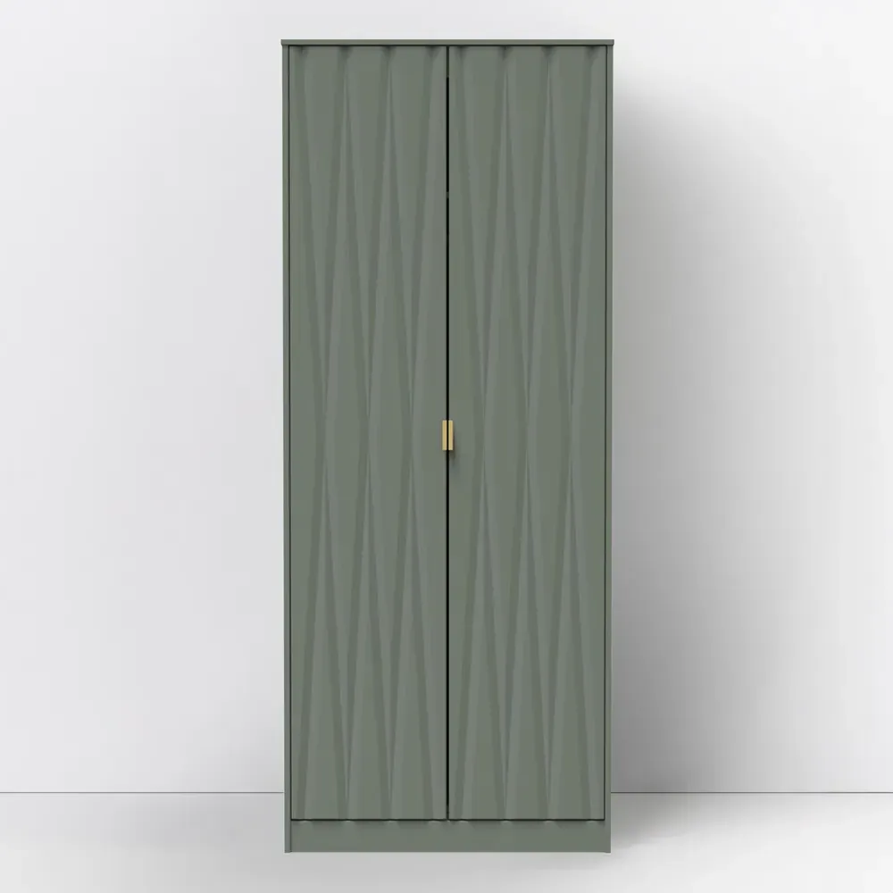 Diamond 2 Door Tall Double Wardrobe - Reed Green