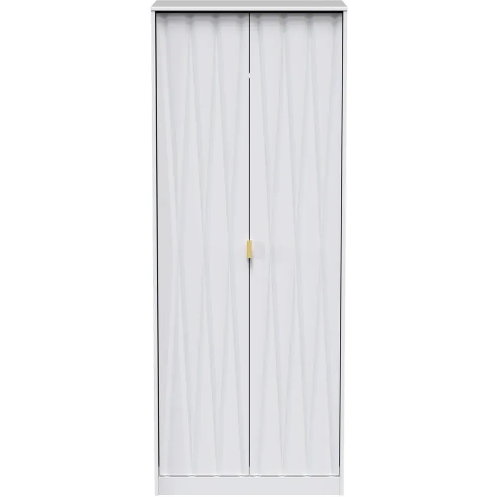 Diamond 2 Door Tall Double Wardrobe - White