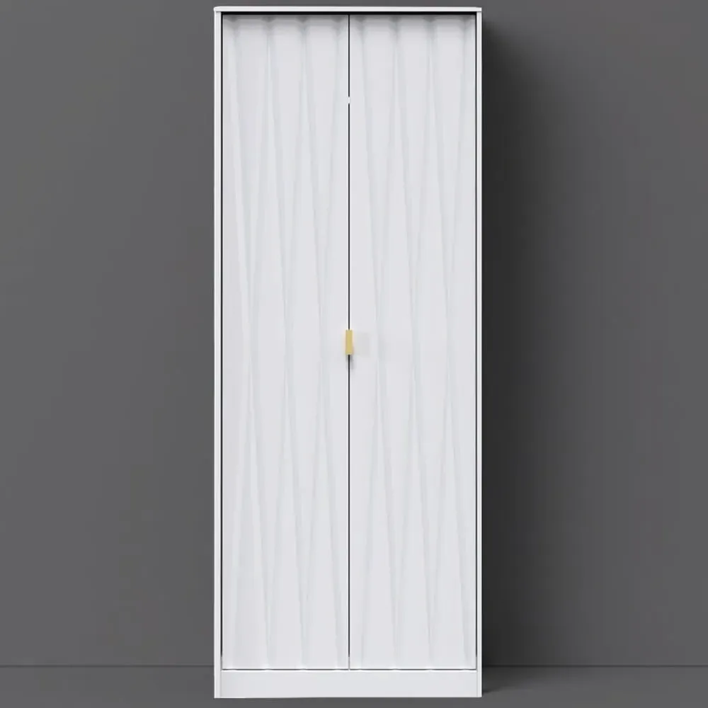 Diamond 2 Door Tall Double Wardrobe - White
