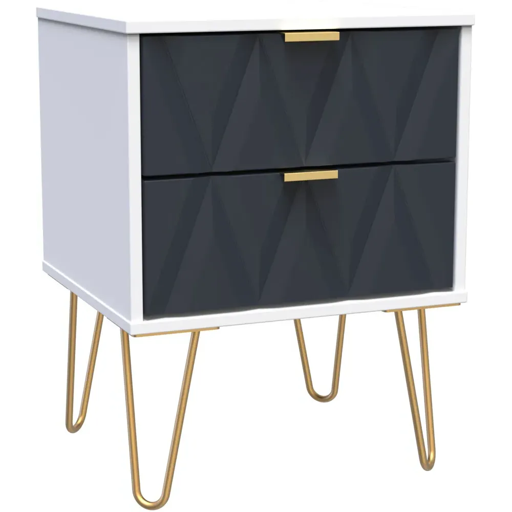 Diamond 2 Drawer Bedside Table - Multi