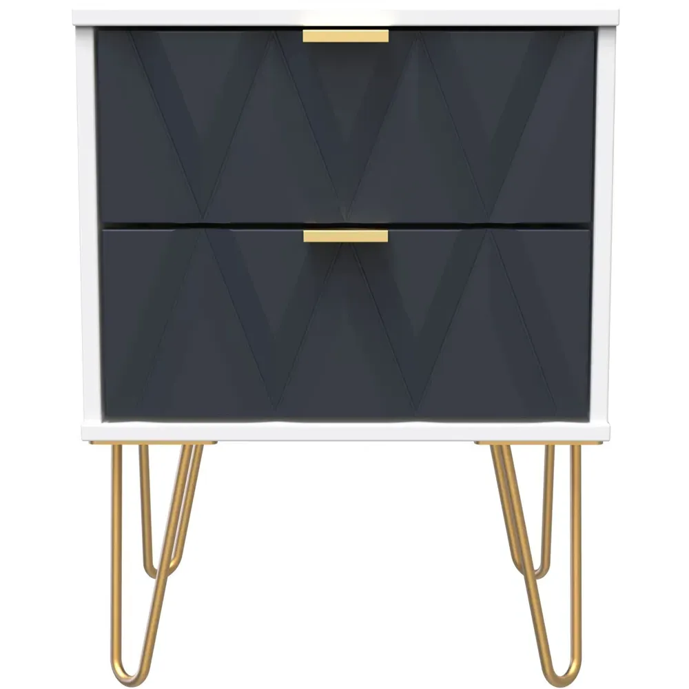 Diamond 2 Drawer Bedside Table - Multi