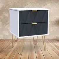 Diamond 2 Drawer Bedside Table - Multi