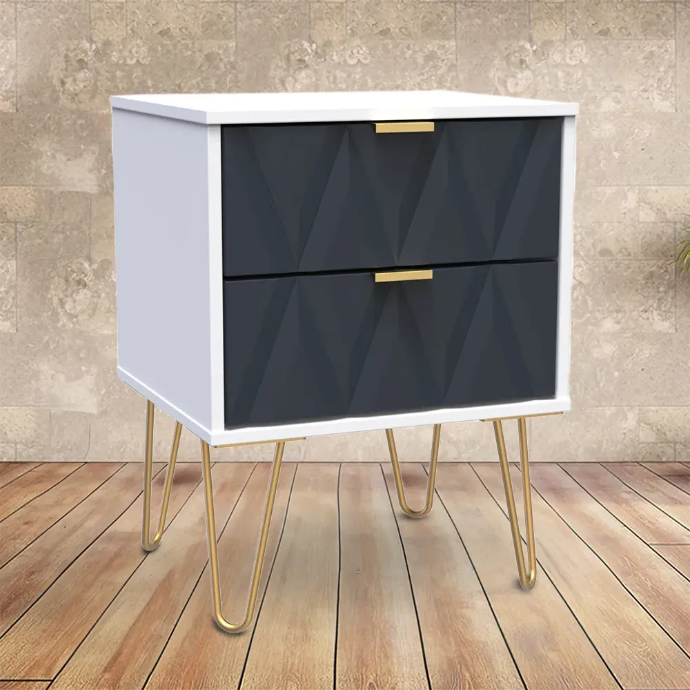 Diamond 2 Drawer Bedside Table - Multi