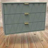 Diamond 3 Drawer Chest of Drawers - Green
