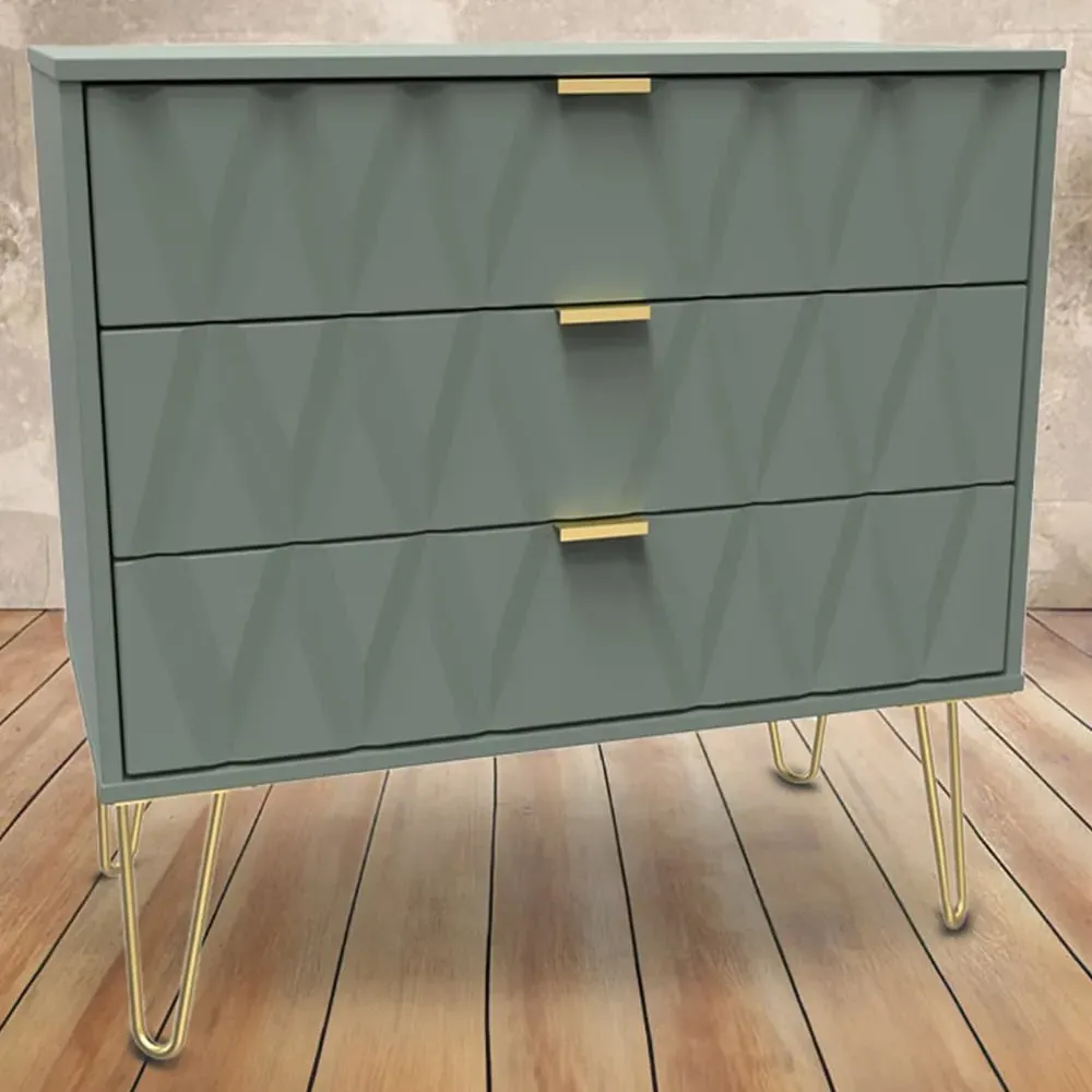 Diamond 3 Drawer Chest of Drawers - Green image