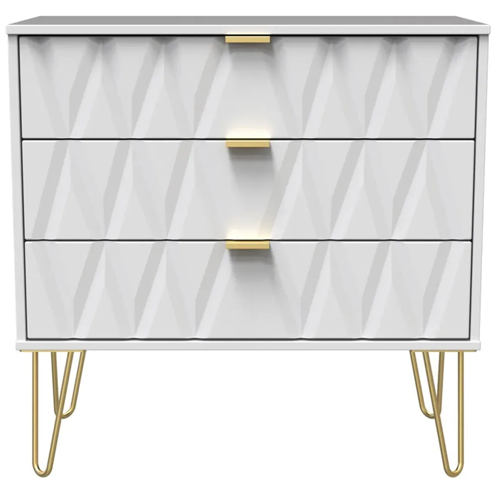 Diamond 3 Drawer Chest of Drawers - White