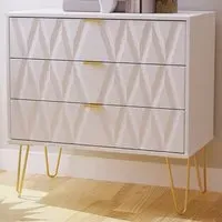 Diamond 3 Drawer Chest of Drawers - White
