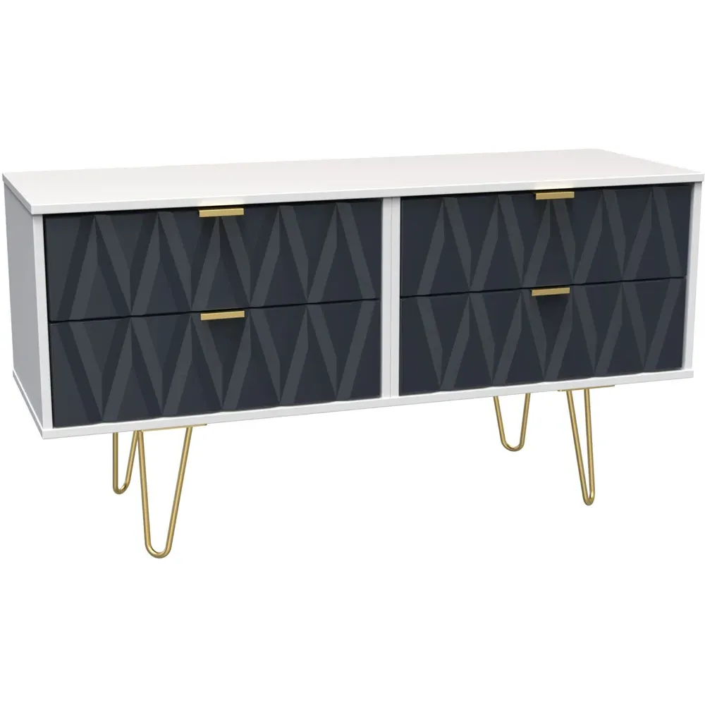 Diamond 4 Drawer Chest of Drawers - Indigo, White