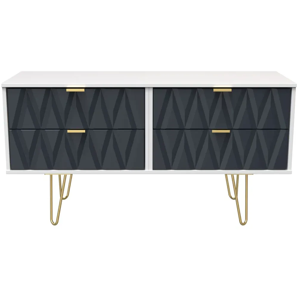 Diamond 4 Drawer Chest of Drawers - Indigo, White