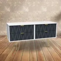 Diamond 4 Drawer Chest of Drawers - Indigo, White