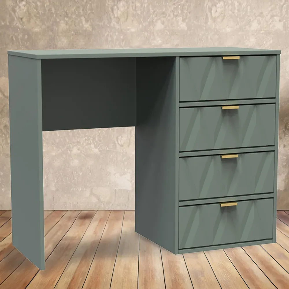 Diamond 4 Drawer Vanity Desk - Green