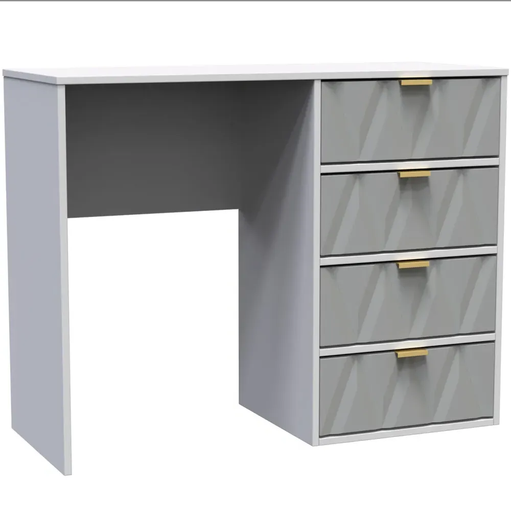 Diamond 4 Drawer Vanity Desk - Grey