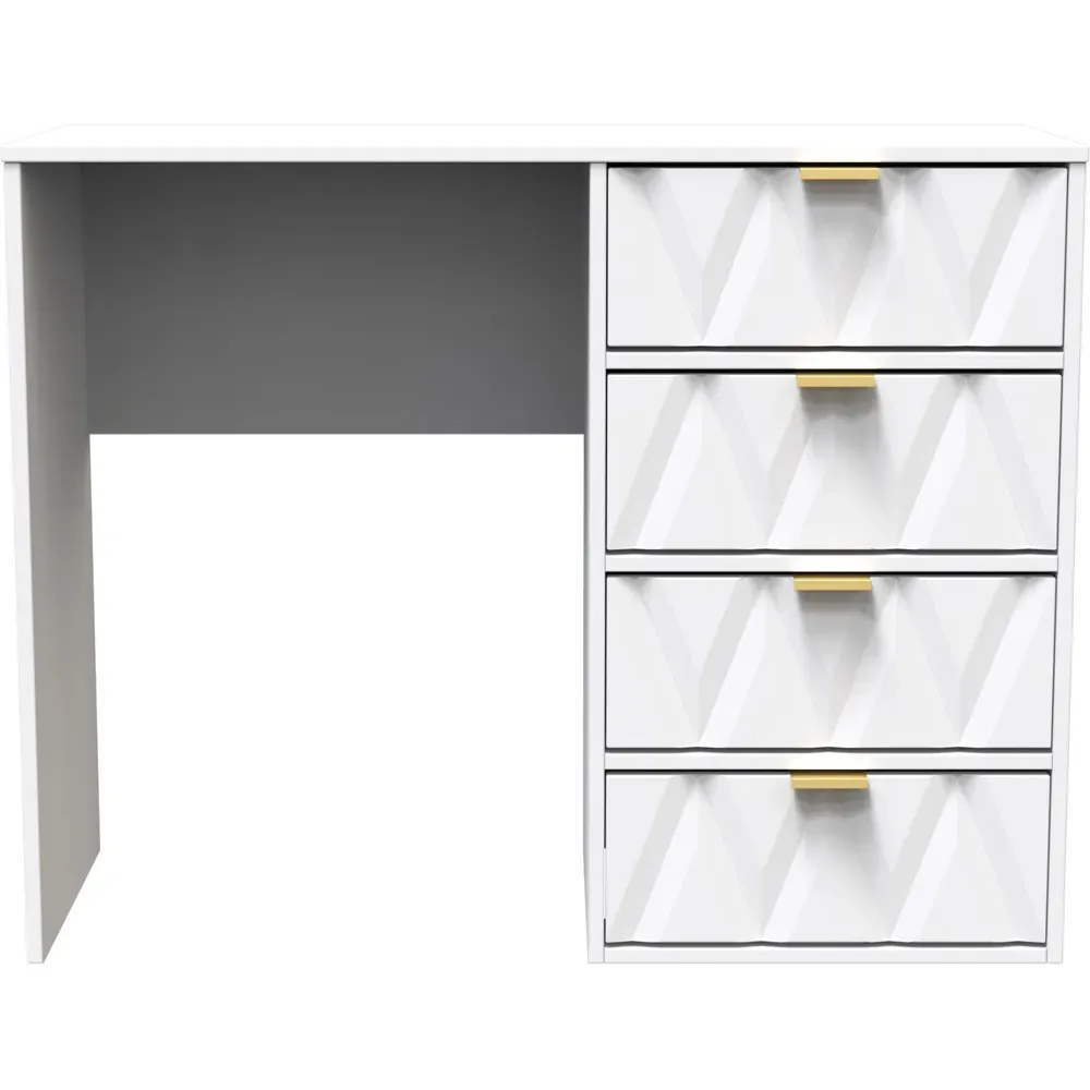 Diamond 4 Drawer Vanity Desk - White