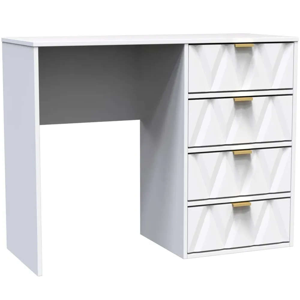 Diamond 4 Drawer Vanity Desk - White