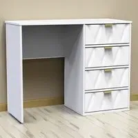 Diamond 4 Drawer Vanity Desk - White