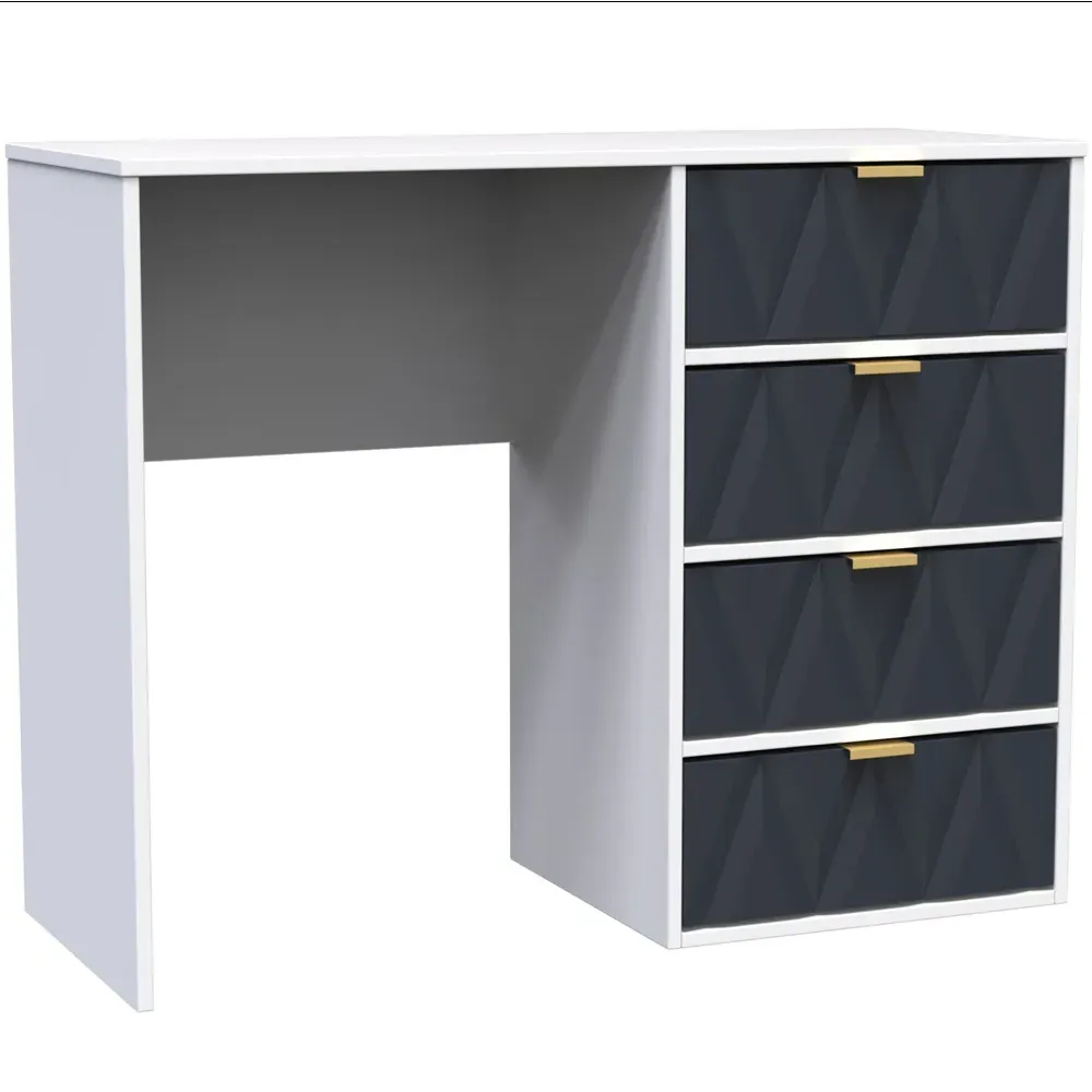 Diamond 4 Drawer Vanity Desk - White