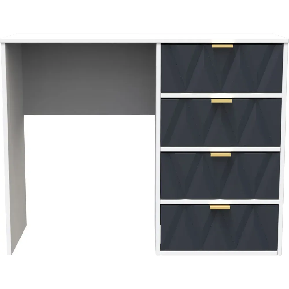 Diamond 4 Drawer Vanity Desk - White