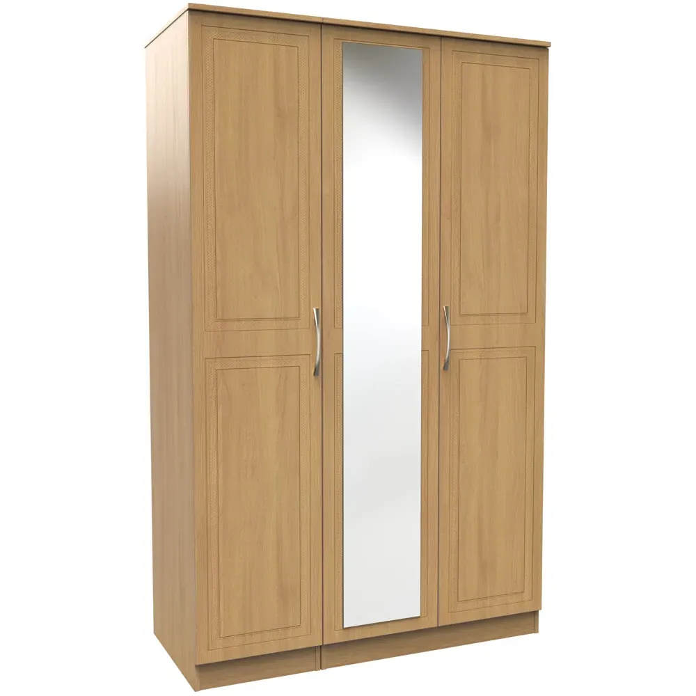 Dorset 3 Door Mirrored Wardrobe - Oak