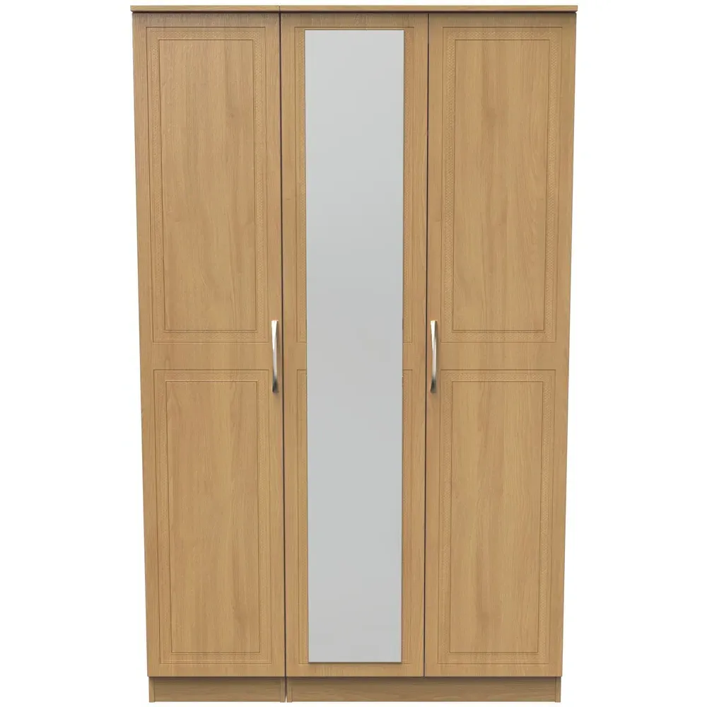 Dorset 3 Door Mirrored Wardrobe - Oak