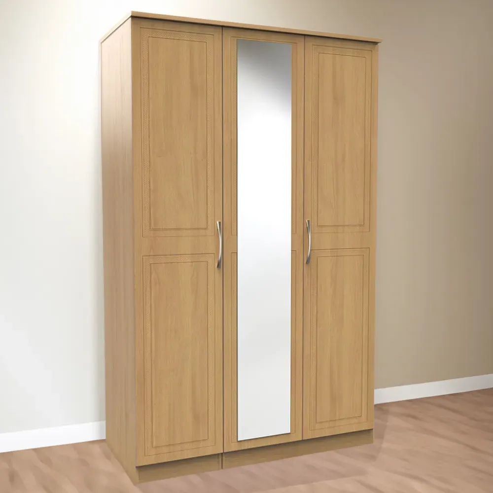 Dorset 3 Door Mirrored Wardrobe - Oak image