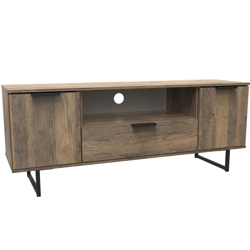 Hong Kong 2 Door Media Unit with Drawer - Brown, Oak