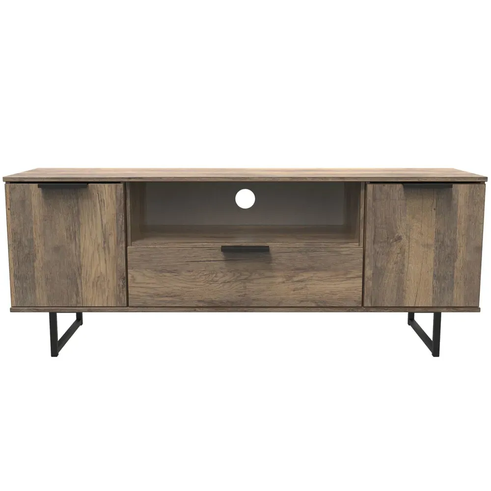 Hong Kong 2 Door Media Unit with Drawer - Brown, Oak
