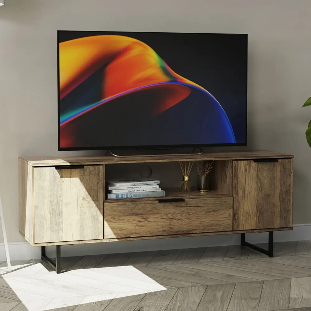 Hong Kong 2 Door Media Unit with Drawer - Brown, Oak