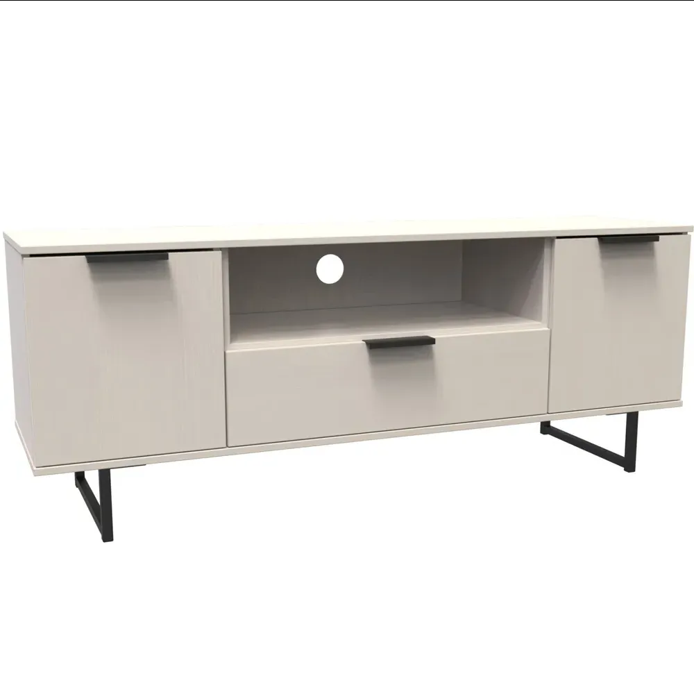Hong Kong 2 Door Media Unit with Drawer - Cream