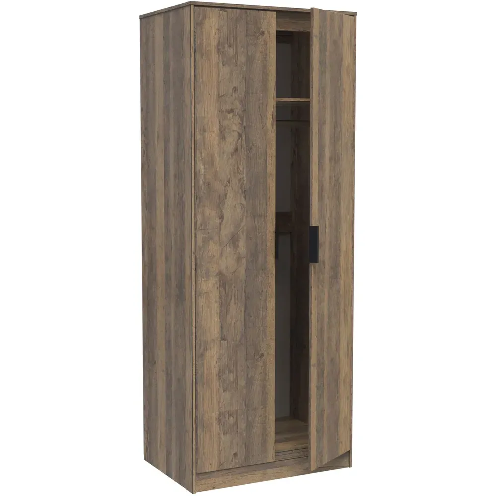 Hong Kong 2 Door Tall Wardrobe - Brown