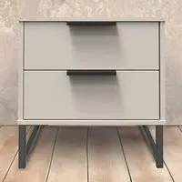 Hong Kong 2 Drawer Bedside Table - Cream, Kashmir Ash