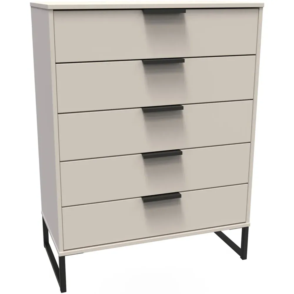 Hong Kong 5 Drawer Chest of Drawers - Cream, Kashmir Ash