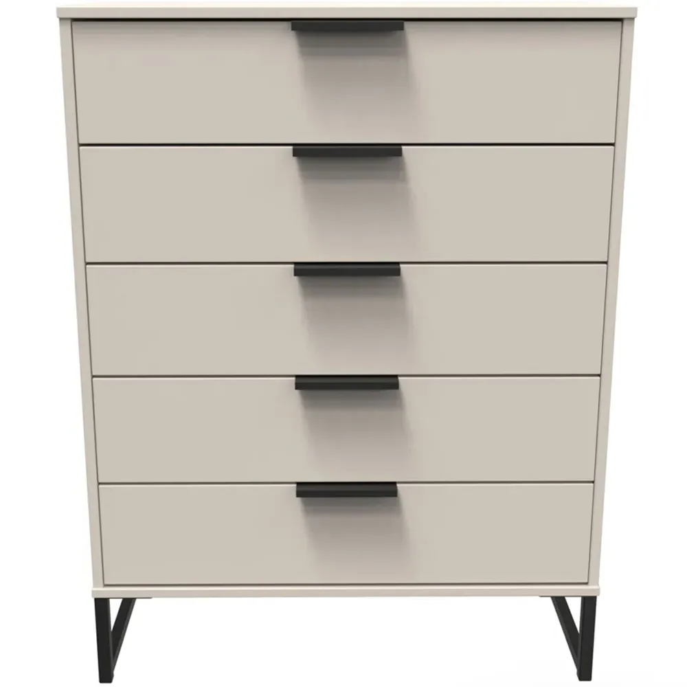 Hong Kong 5 Drawer Chest of Drawers - Cream, Kashmir Ash
