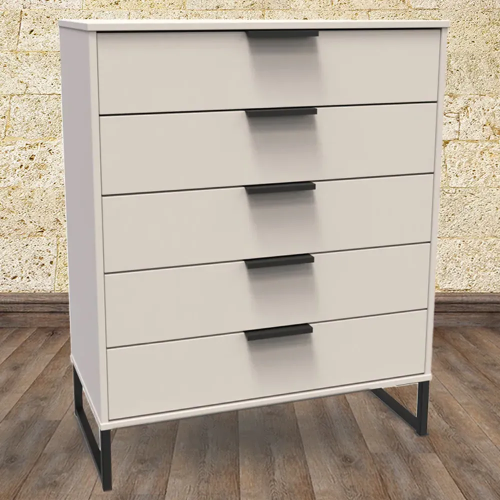 Hong Kong 5 Drawer Chest of Drawers - Cream, Kashmir Ash