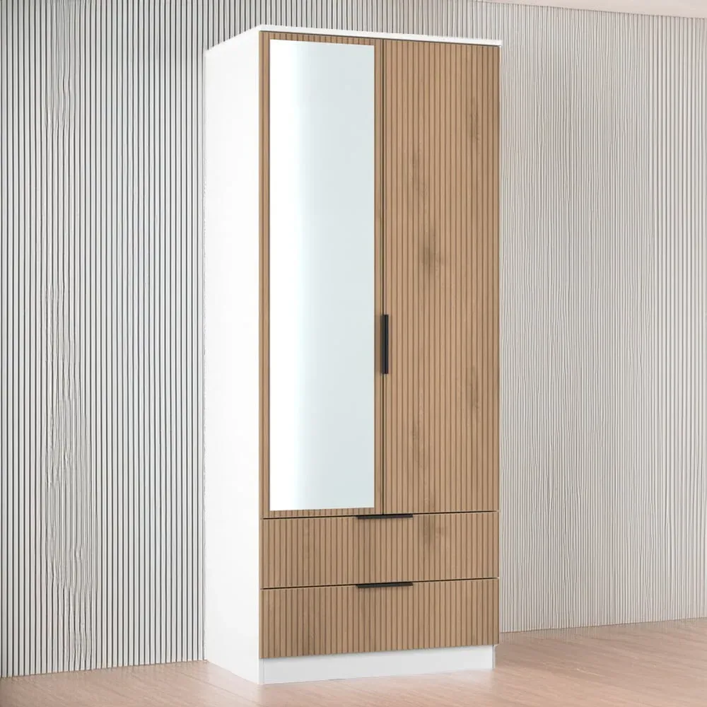 Java 2 Door Wardrobe with Drawers - White