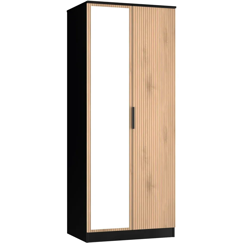Java 2 Door Wardrobe with Mirror - Black
