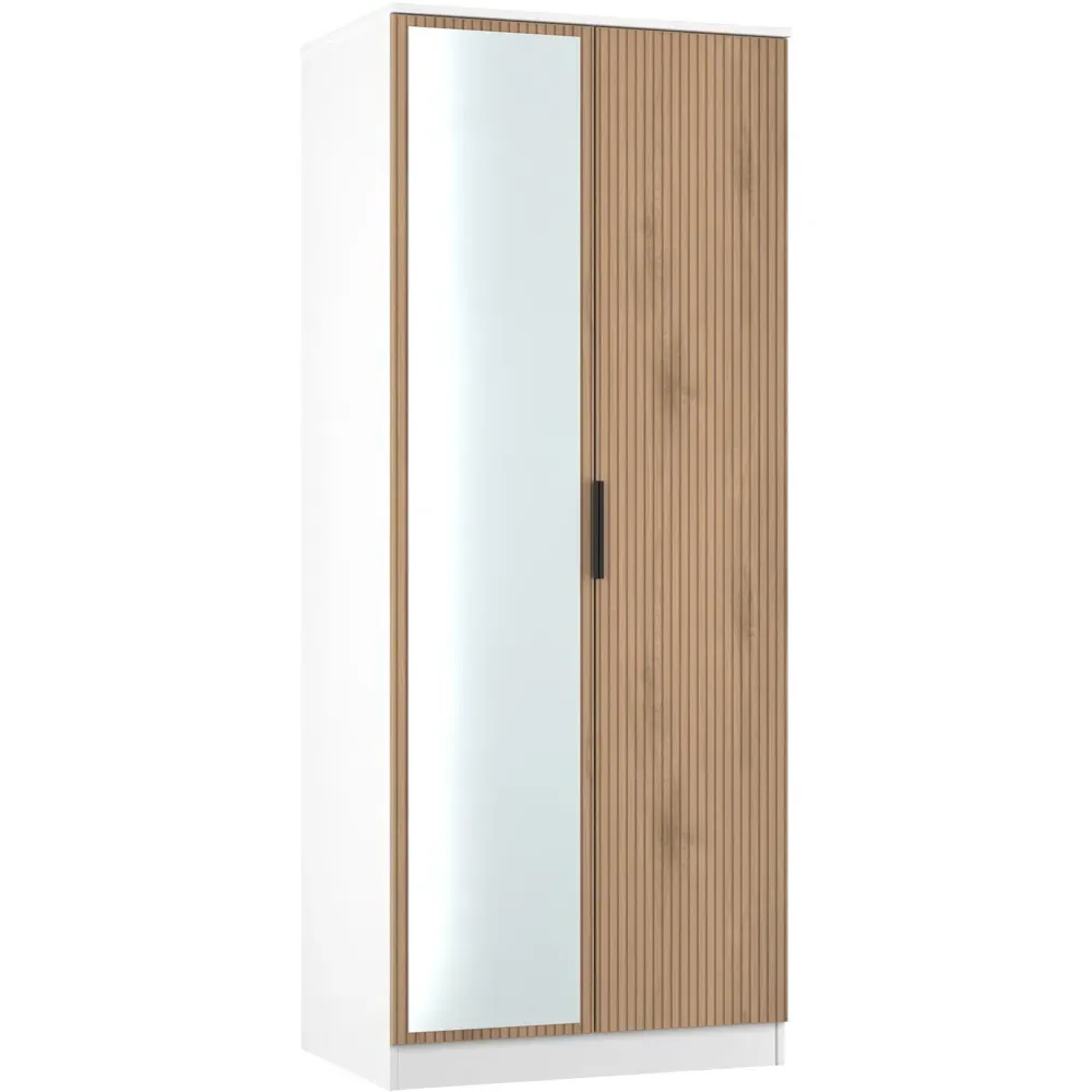 Java 2 Door Wardrobe with Mirror - White