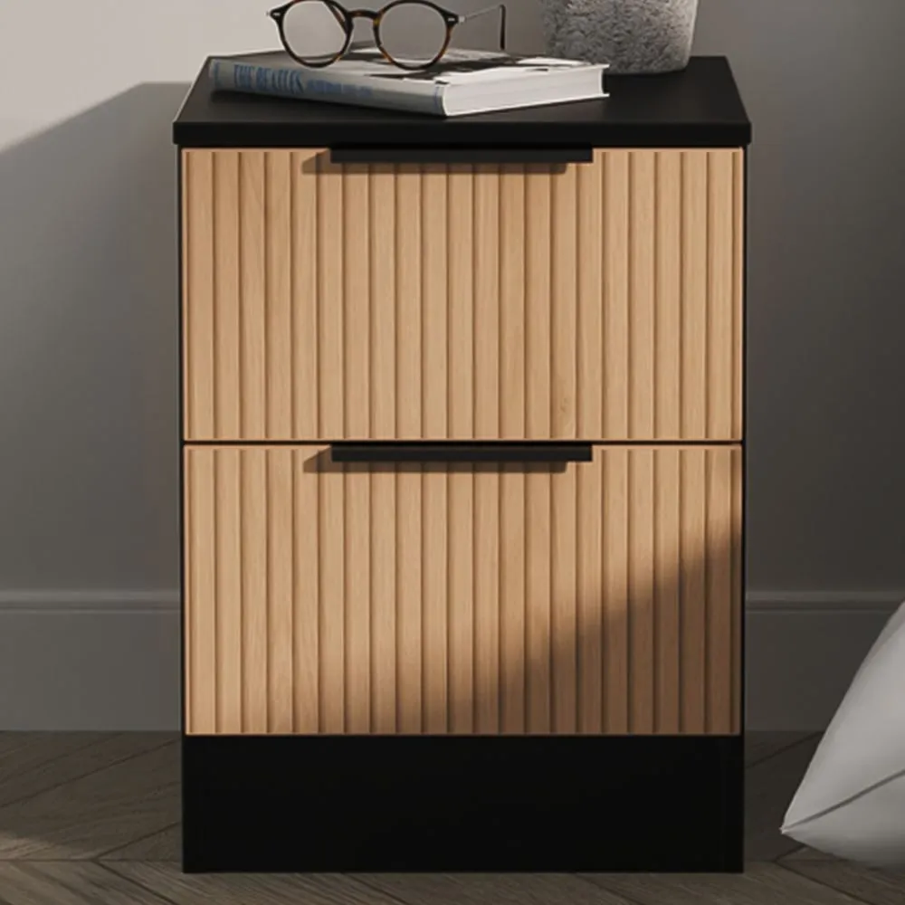 Java 2 Drawer Bedside Cabinet - Black image