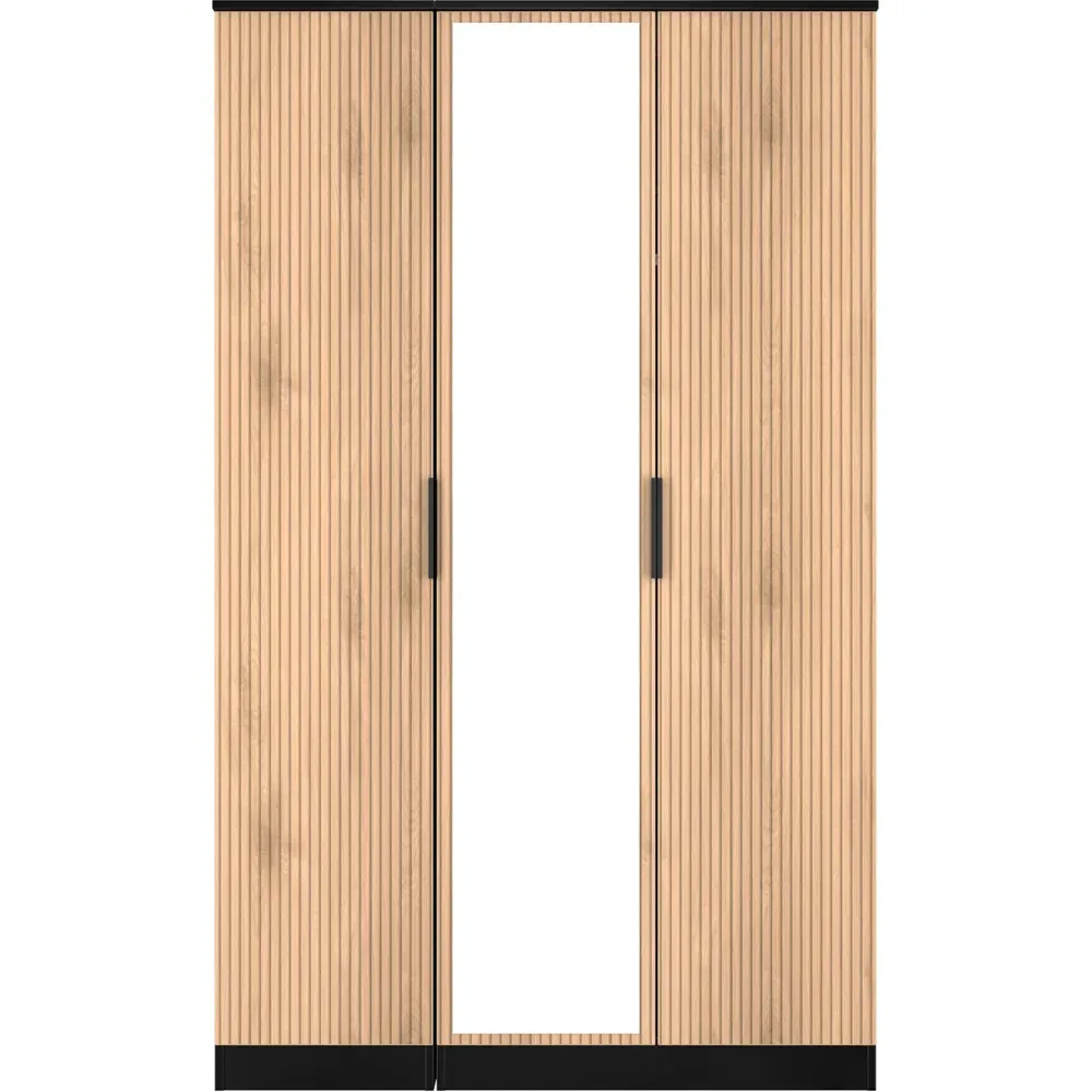 Java 3 Door Wardrobe with Mirror - Black