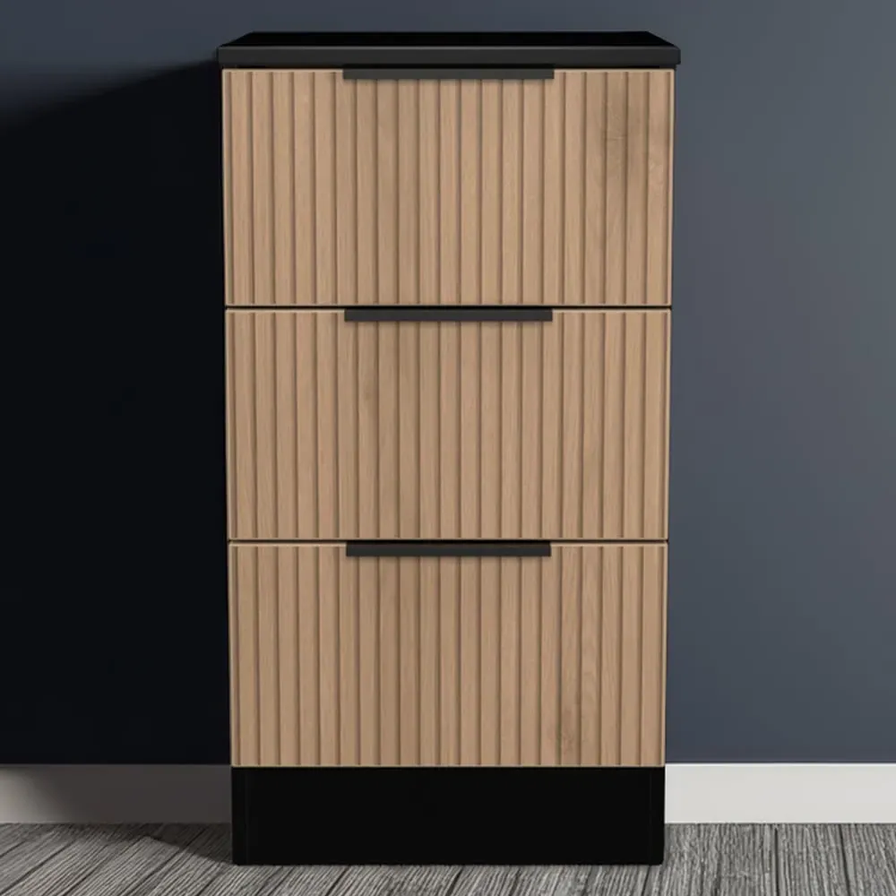 Java 3 Drawer Bedside Cabinet - Black